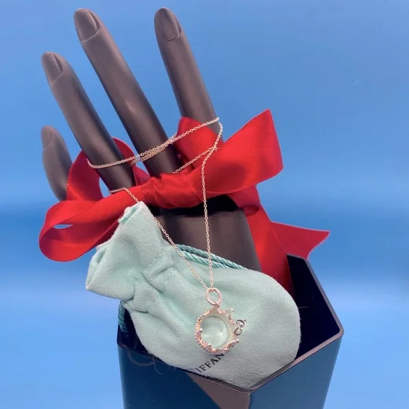 Tiffany & Co. Princess 3D Crown Pendant Charm Silver Necklace